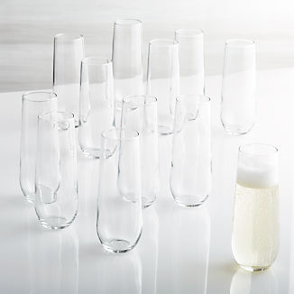 Stemless Flute Glasses 9 oz., Set of 12
