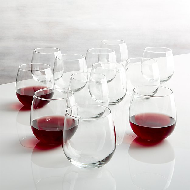 Stemless Red Wine Glasses 17 oz., Set of 12 Crate and Barrel