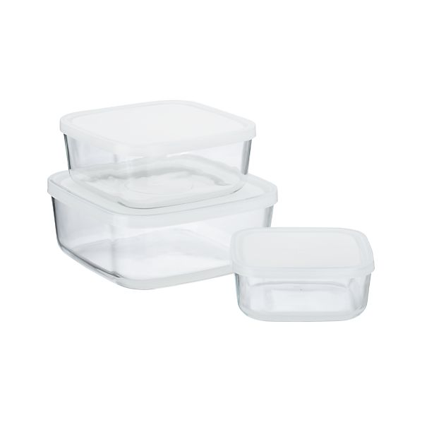 3-Piece Glass Storage Container Set in Food Storage | Crate and Barrel