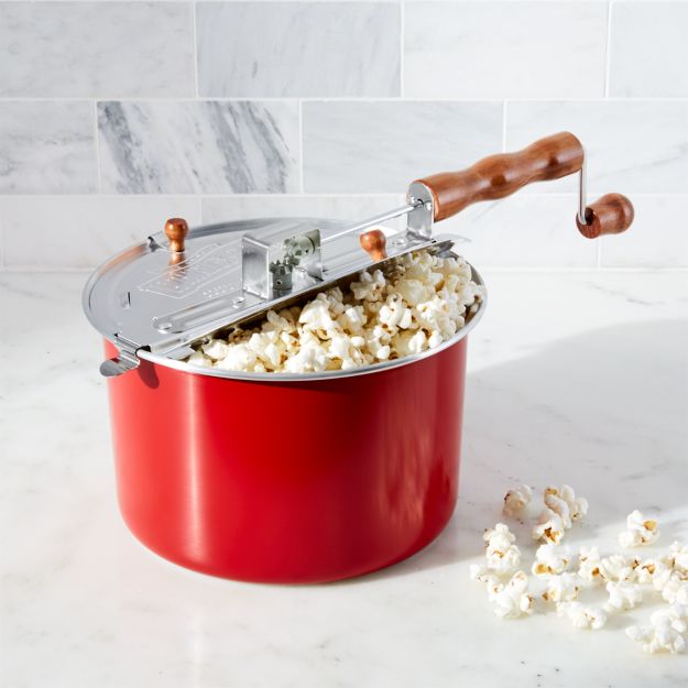 Stovetop Popcorn Popper Red + Reviews Crate and Barrel
