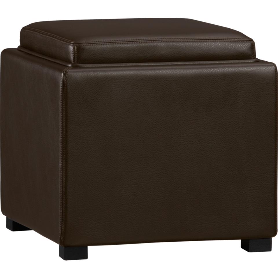 Stow Chocolate 17.5 Leather Storage Ottoman $169.00