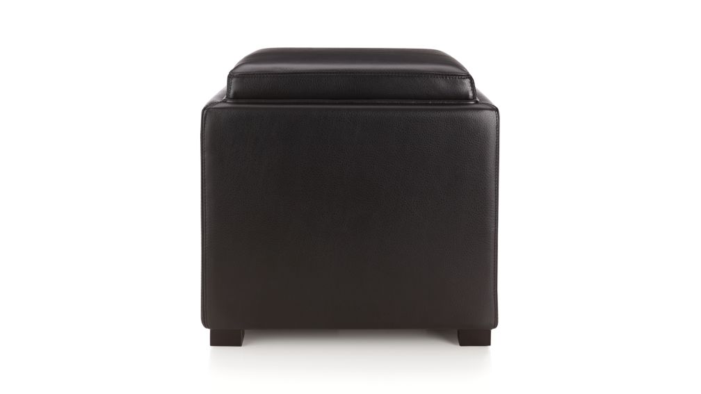 Stow Onyx 17" Leather Storage Ottoman in Ottomans & Cubes + Reviews