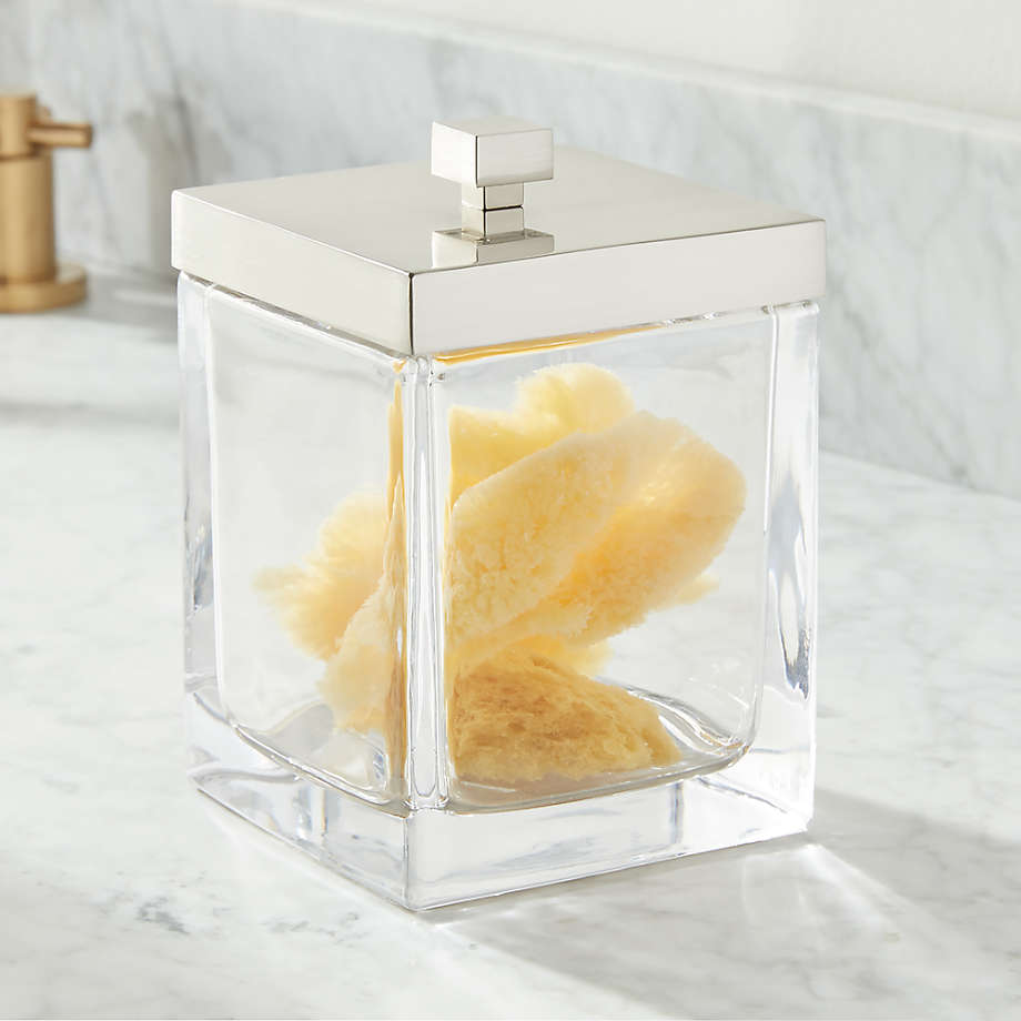 Stretten Nickel Trim Large Glass Bathroom Canister ...