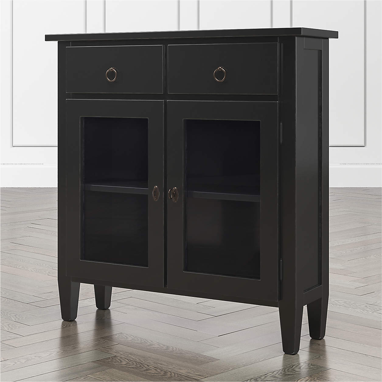 Stretto Bruno Black Entryway Cabinet + Reviews | Crate and Barrel