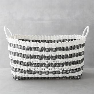 Grey-White Stripe Laundry Hamper