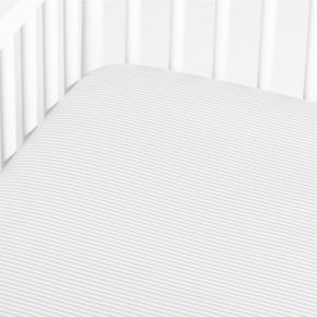 Image of Comfy Tee Whisper Stripe Grey 100% Organic Cotton Jersey Baby Crib Fitted Sheet