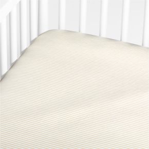 Image of Comfy Tee Whisper Stripe Natural 100% Organic Cotton Jersey Baby Crib Fitted Sheet