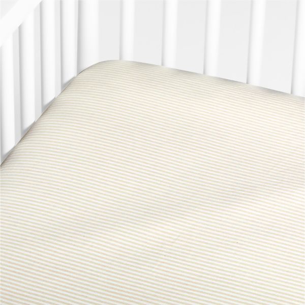 Baby's First Natural Stripe Organic Cotton Jersey Baby Crib Fitted Sheet