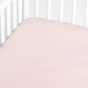 Image of Comfy Tee Whisper Stripe Pink 100% Organic Cotton Jersey Baby Crib Fitted Sheet