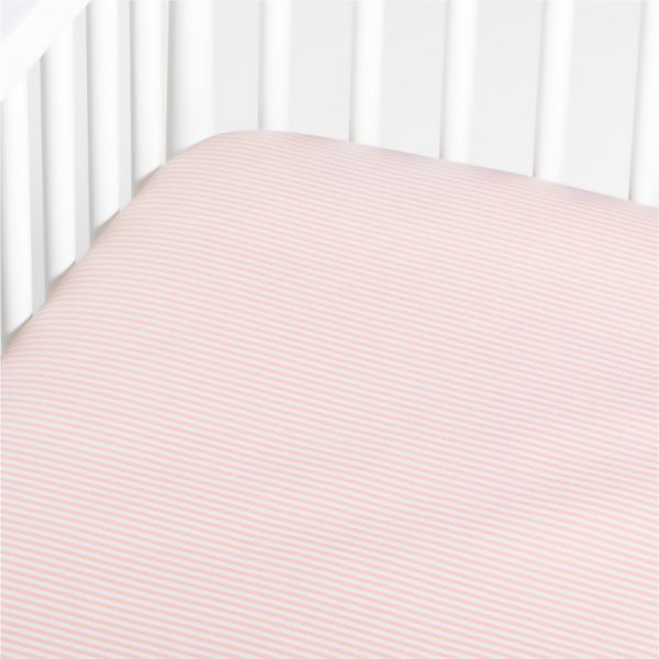 Baby's First Pink Stripe Organic Jersey Baby Crib Fitted Sheet