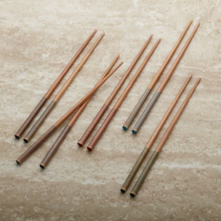 Striped Bamboo Chopstick Set Of 5 Pairs Reviews Crate And Barrel