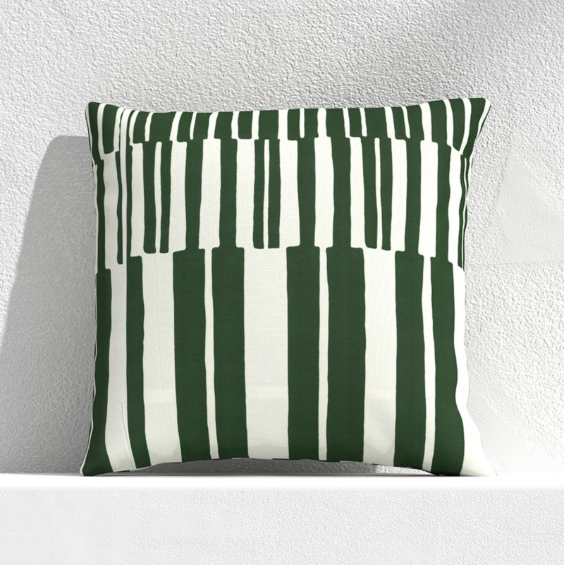 green and white striped pillows