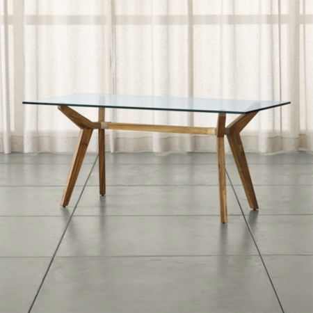 Strut Teak Glass Top Table 70