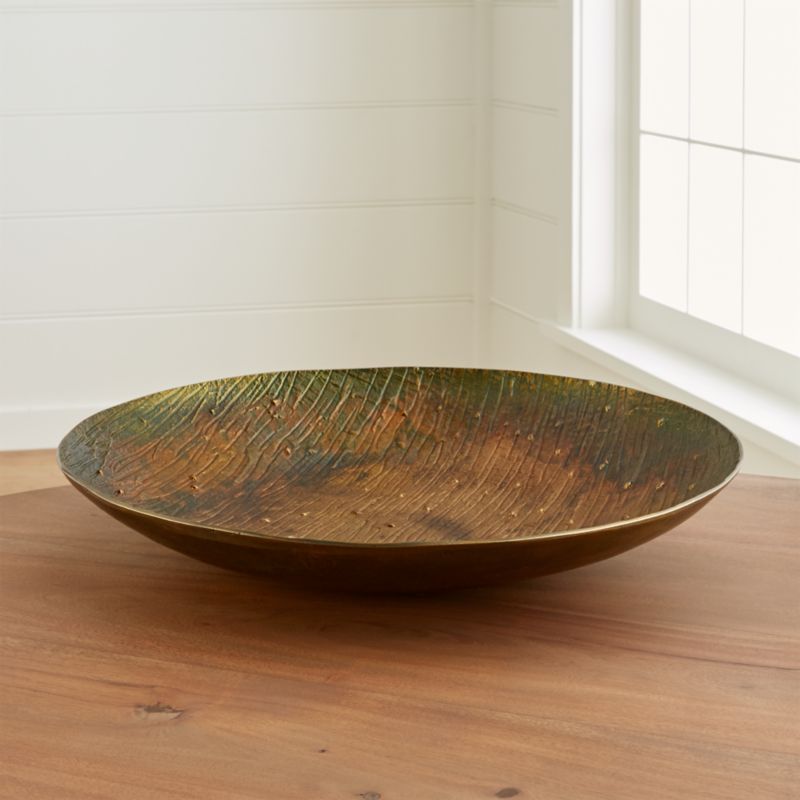 Decorative Centerpiece Bowls: Glass & Metal | Crate and Barrel - Sunset Patina Bronze Centerpiece Bowl