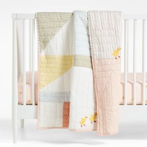 Image of Pata Sunwashed Patchwork 100% Organic Cotton Reversible Baby Crib Quilt