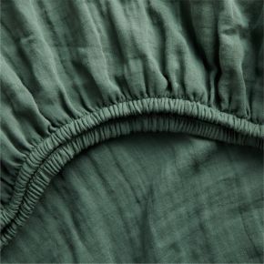 Image of Supersoft Pine Green 100% Organic Cotton Gauze Baby Crib Fitted Sheet