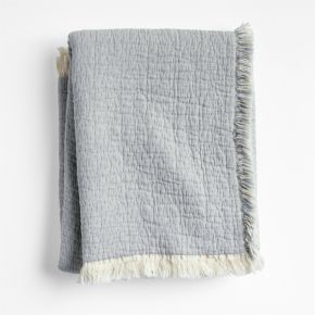 Image of Supersoft Organic Cotton Gauze Smoke Blue Kids Blanket