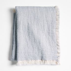 Image of Supersoft Organic Cotton Gauze Smoke Blue Baby Stroller Blanket