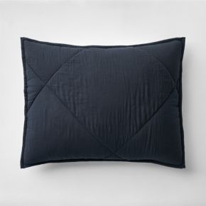 Image of Supersoft Midnight Navy Blue Quilted Organic Cotton Gauze Kids Pillow Sham