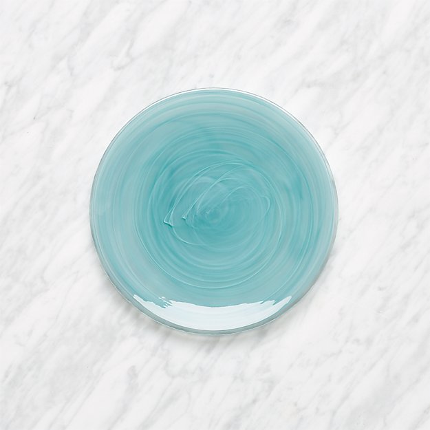 Swirl Glass Aqua Salad Plate. | Crate and Barrel