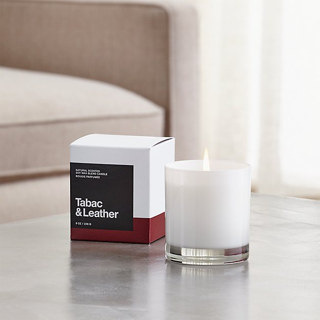 Tabac and Leather Scented Candle Crate and Barrel