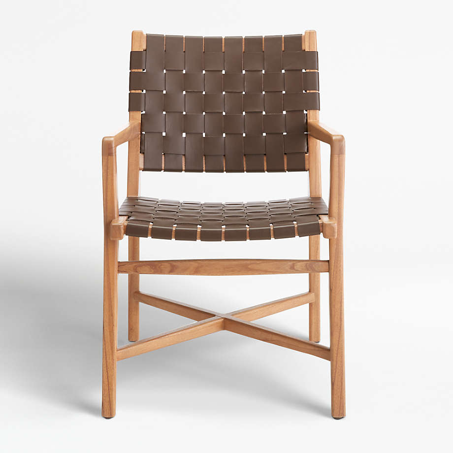 Taj Leather Strap Arm Chair + Reviews Crate and Barrel