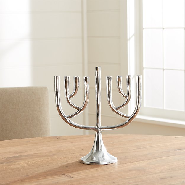 Tall Shiny Silver Hanukkah Menorah