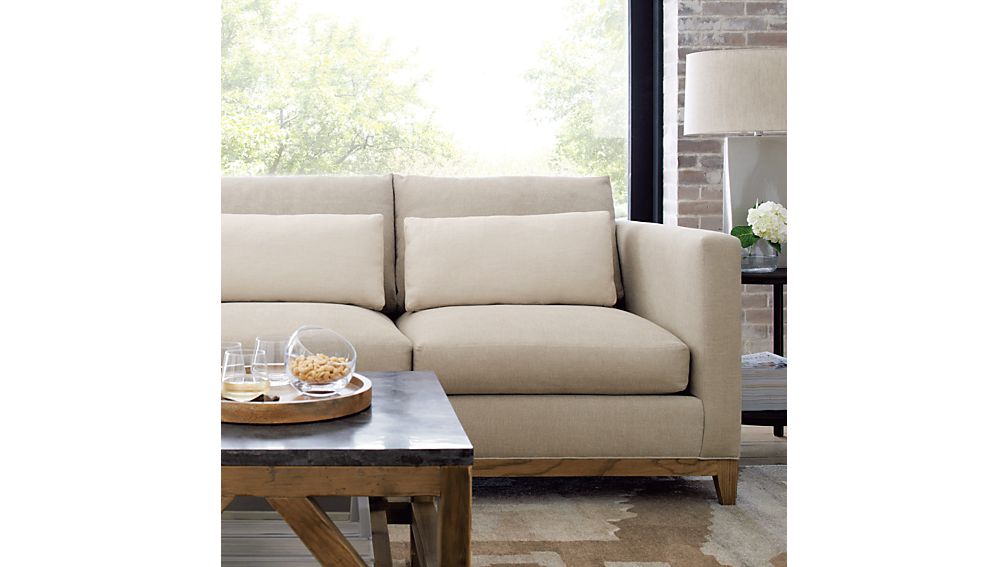 Taraval Three Seat Couch with Oak Base Crate and Barrel