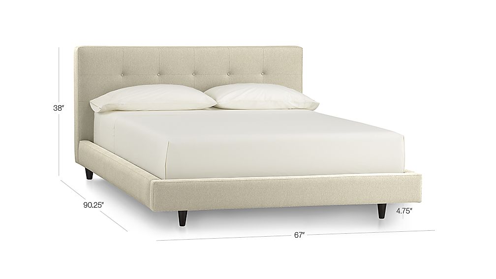 Tate Upholstered Queen Bed Winslow Linen Crate and Barrel