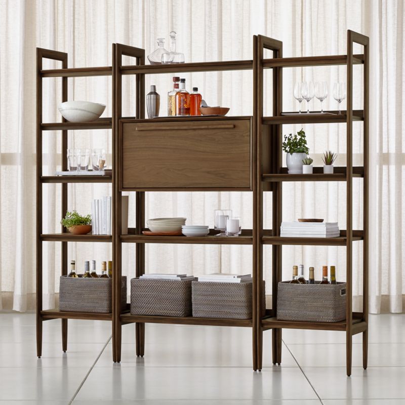 Tate Bookcase Bar with 2 Bookcases | Crate and Barrel