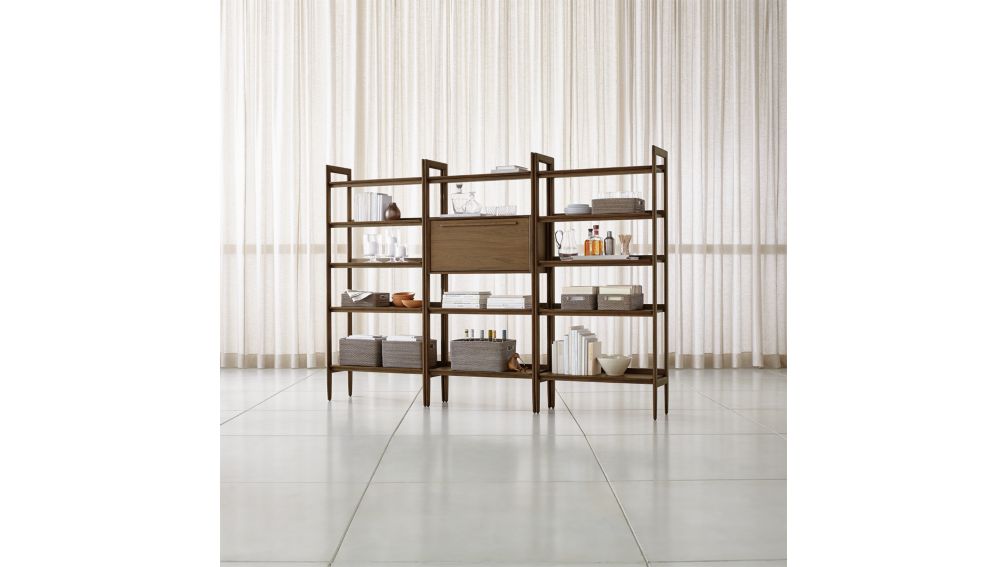 Tate Bookcase Bar with 2 Wide Bookcases Crate and Barrel