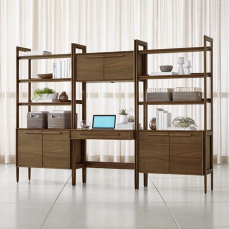 Tate Bookcase Desk With Power With 2 Bookcase Cabinets Reviews