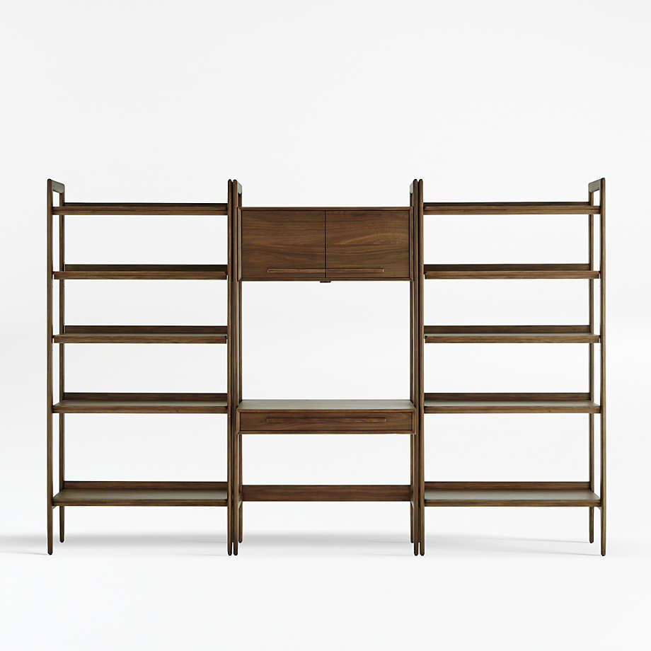 Tate Bookcase Desk with Power with 2 Wide Bookcases Crate and Barrel