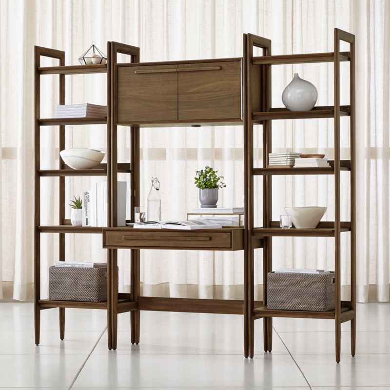 Tate Bookcase Desk With Power With 2 Bookcases Crate And Barrel