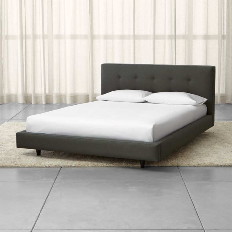 Tate Dark Grey Upholstered Bed Crate And Barrel