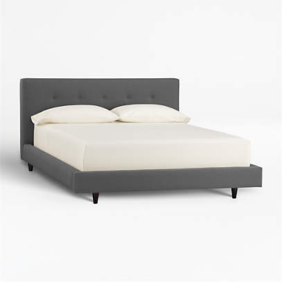 Tate Dark Grey Upholstered Bed Crate And Barrel