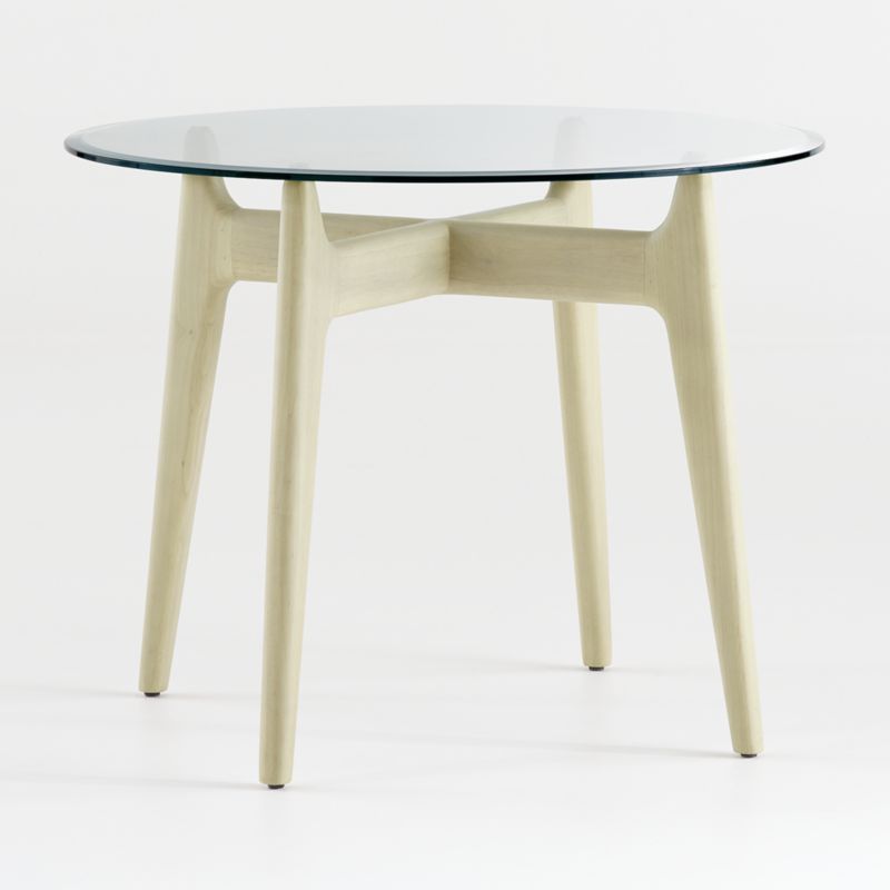 Tate 38" Round Dining Table with Glass Top and Sand Base Crate and