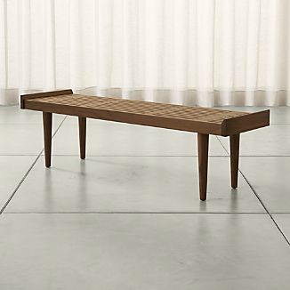 Wooden Benches Crate And Barrel Tate Walnut Slatted Bench