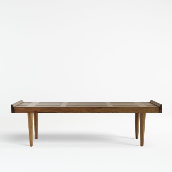 Tate Walnut Slatted Bench