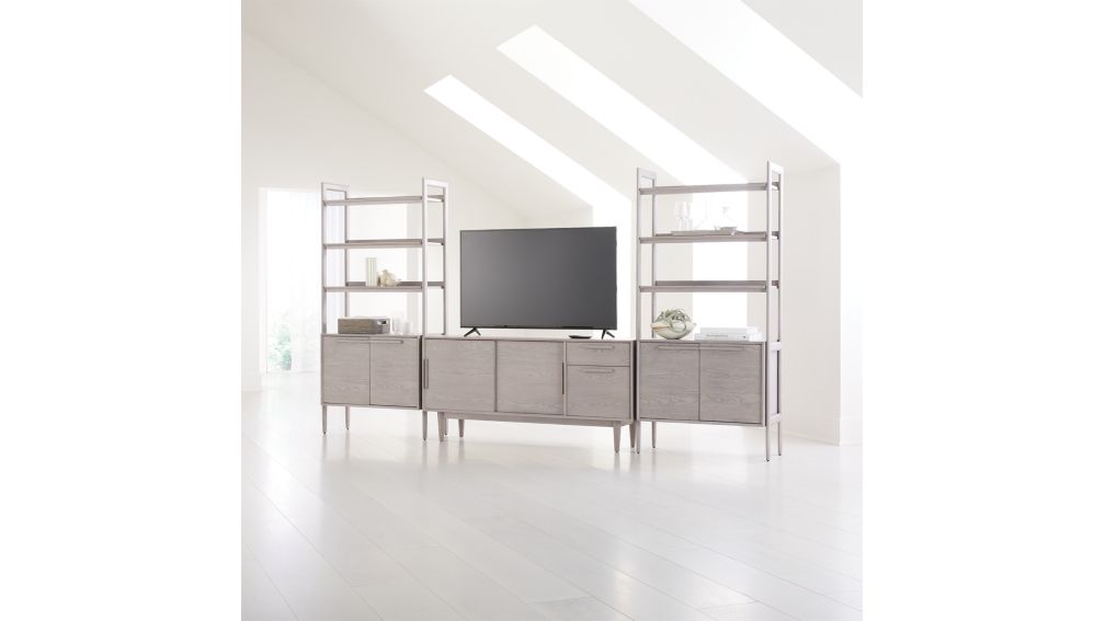 Tate Stone 64.5" Media Console with 2 Bookcase Crate and Barrel