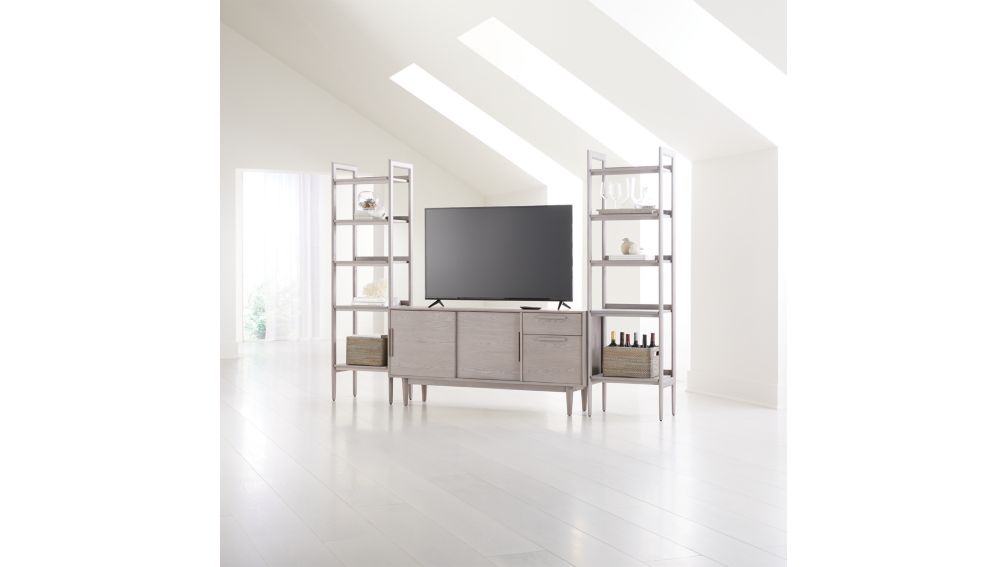 Tate Stone 64.5" Media Console with 2 Bookcases Crate and Barrel