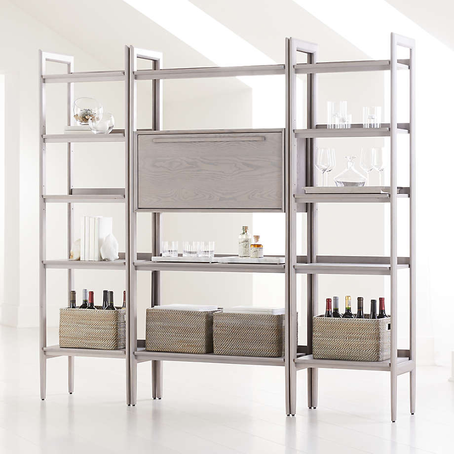 Tate Stone Bookcase Bar with 2 Bookcases Crate and Barrel