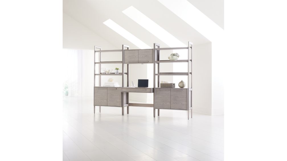 Tate Stone Bookcase Desk with Power and 2 Bookcase + Reviews