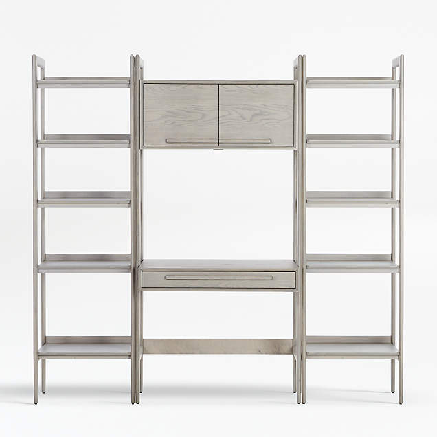 Tate Stone Bookcase Desk with Power and 2 Bookcase Crate and