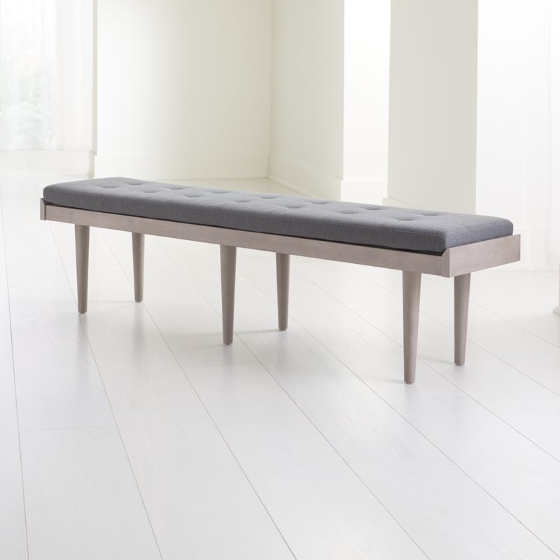 Tate Stone King Bench With Charcoal Cushion Crate And Barrel