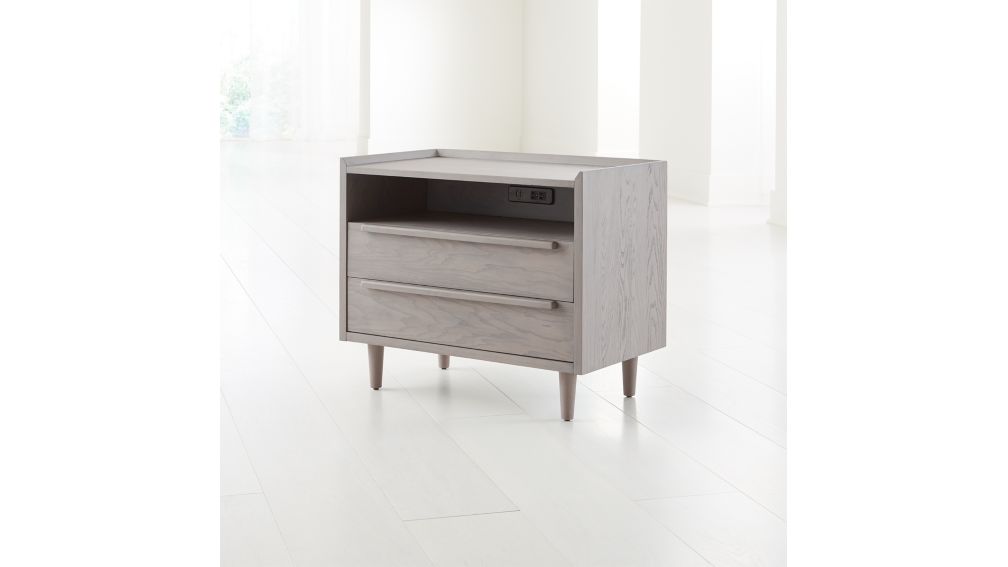 Tate Stone 2Drawer MidCentury Nightstand with Power Outlet + Reviews
