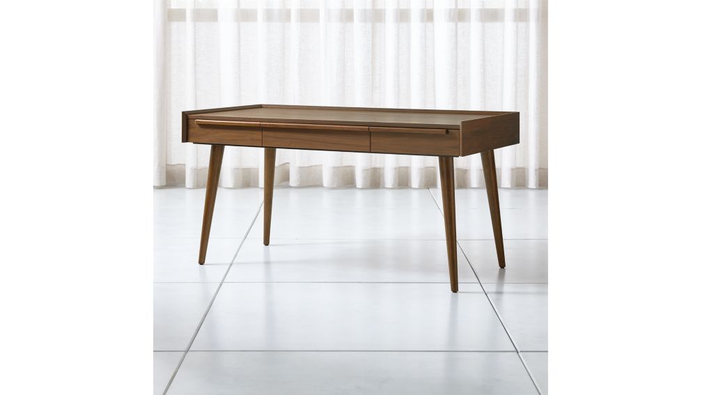 Tate 60" Walnut Desk with Power Outlet + Reviews Crate and Barrel