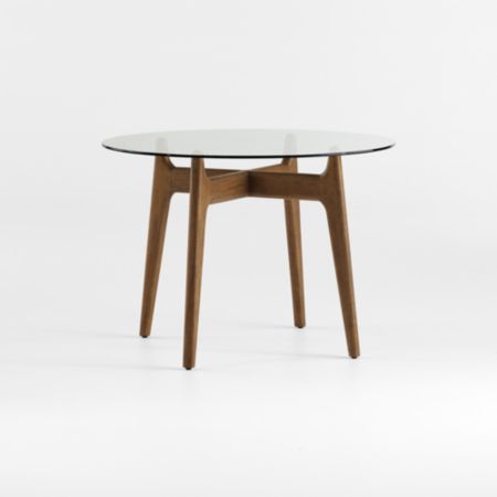 Tate 42 Round Dining Table With Glass Top And Walnut Base