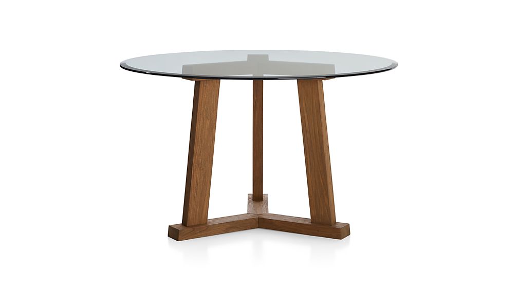 Teak Reclaimed Wood Dining Table with 42" Round Glass Top Crate and
