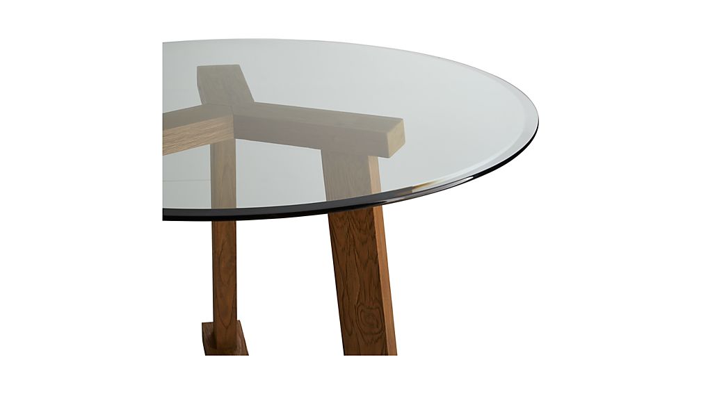 Teak Reclaimed Wood Dining Table with 42" Round Glass Top Crate and